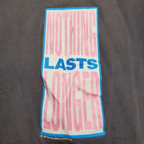 Vintage 90s 1991 Single Stitch Energizer Bunny Nothing Last Longer Tee Sz Large - Picture 7 of 8